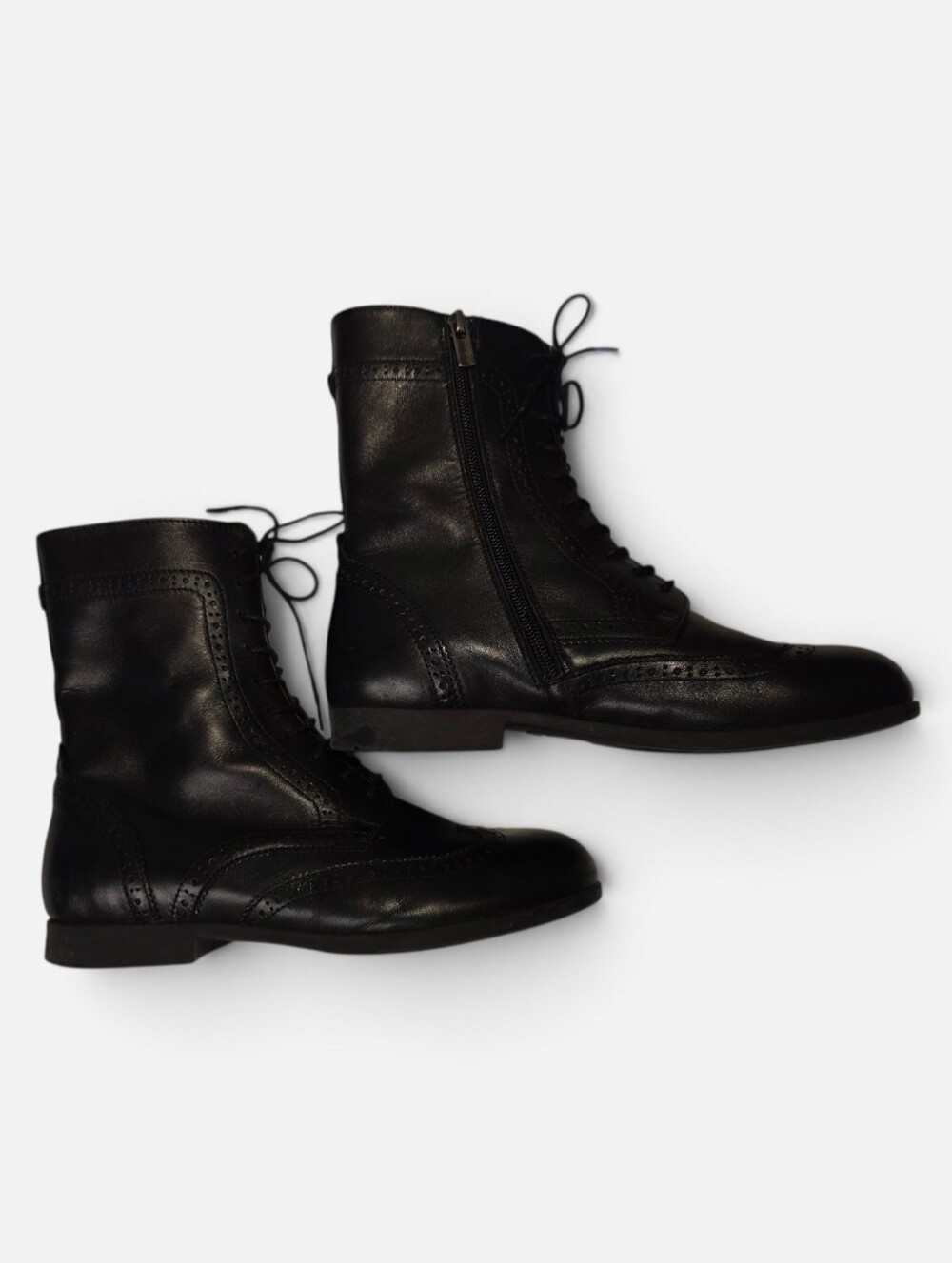 Birkenstock Laramie Womens Black Leather Wingtip Brogue Lace Up Ankle Boots EU37
